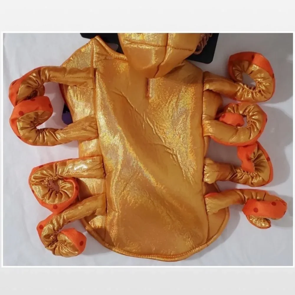 New Pet Costume Halloween Octopus Orange Shinny Dog Outfit NWT